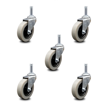 Service Caster 3 Inch Thermoplastic Wheel 1-3/8 Inch Grip Ring Stem Caster SCC, 5PK SCC-GR05S310-TPRS-716138-5